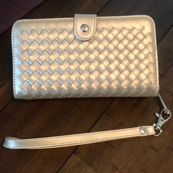 Handbags - Woven Leather Wristlet w/ Cellphone Holder